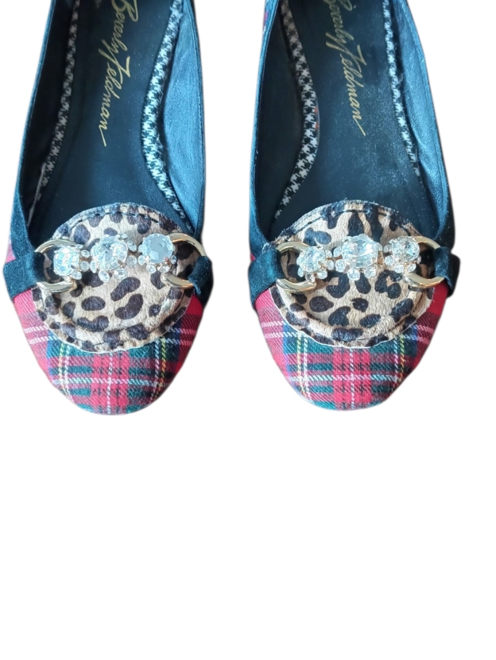 Beverly Feldman Cheetah/Tartin Flats With Rhinestones. Size 6.5M